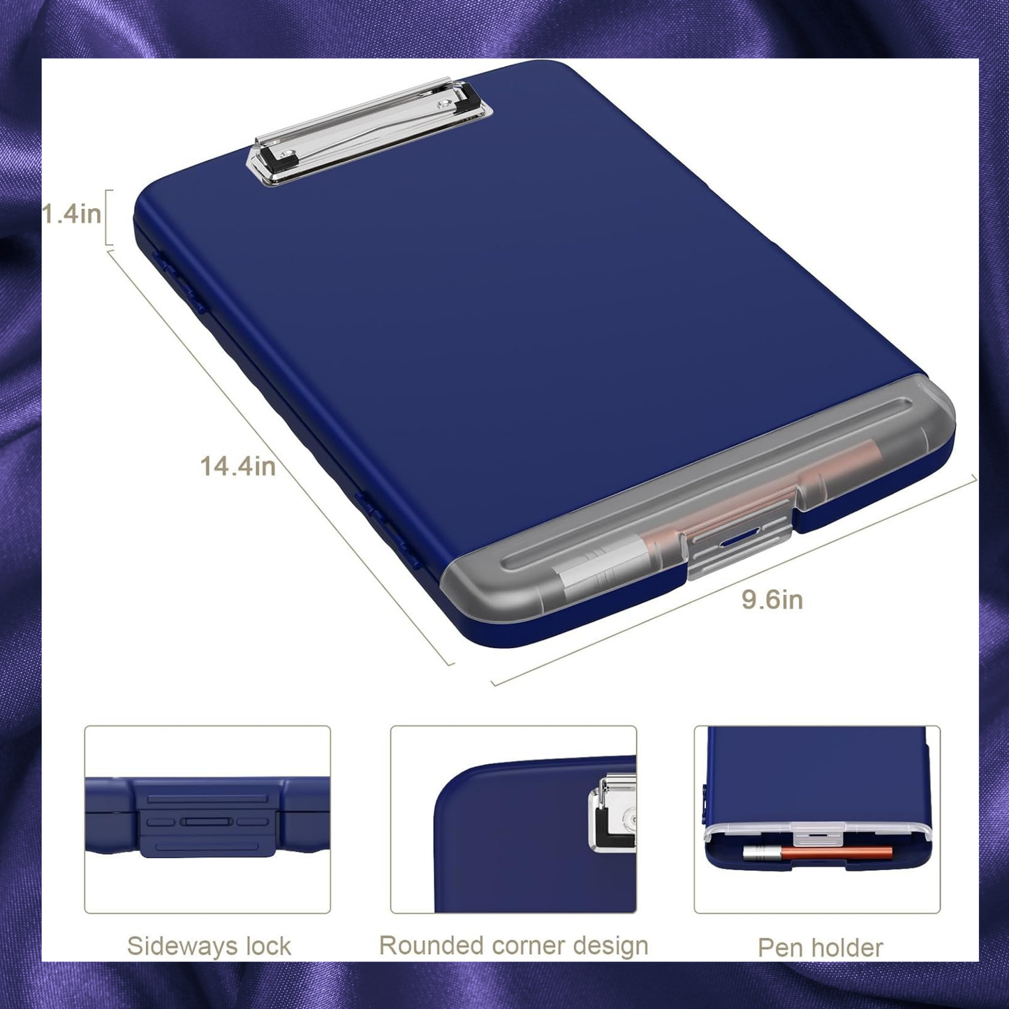 Storage Clipboard Medical Clipboard with Pen Holder DARK PURPLE