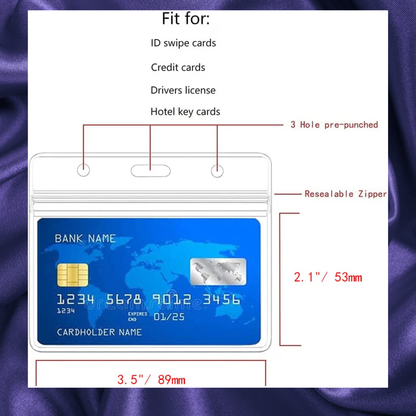 Horizontal ID Badge Holder for ID and Photocards - Clear