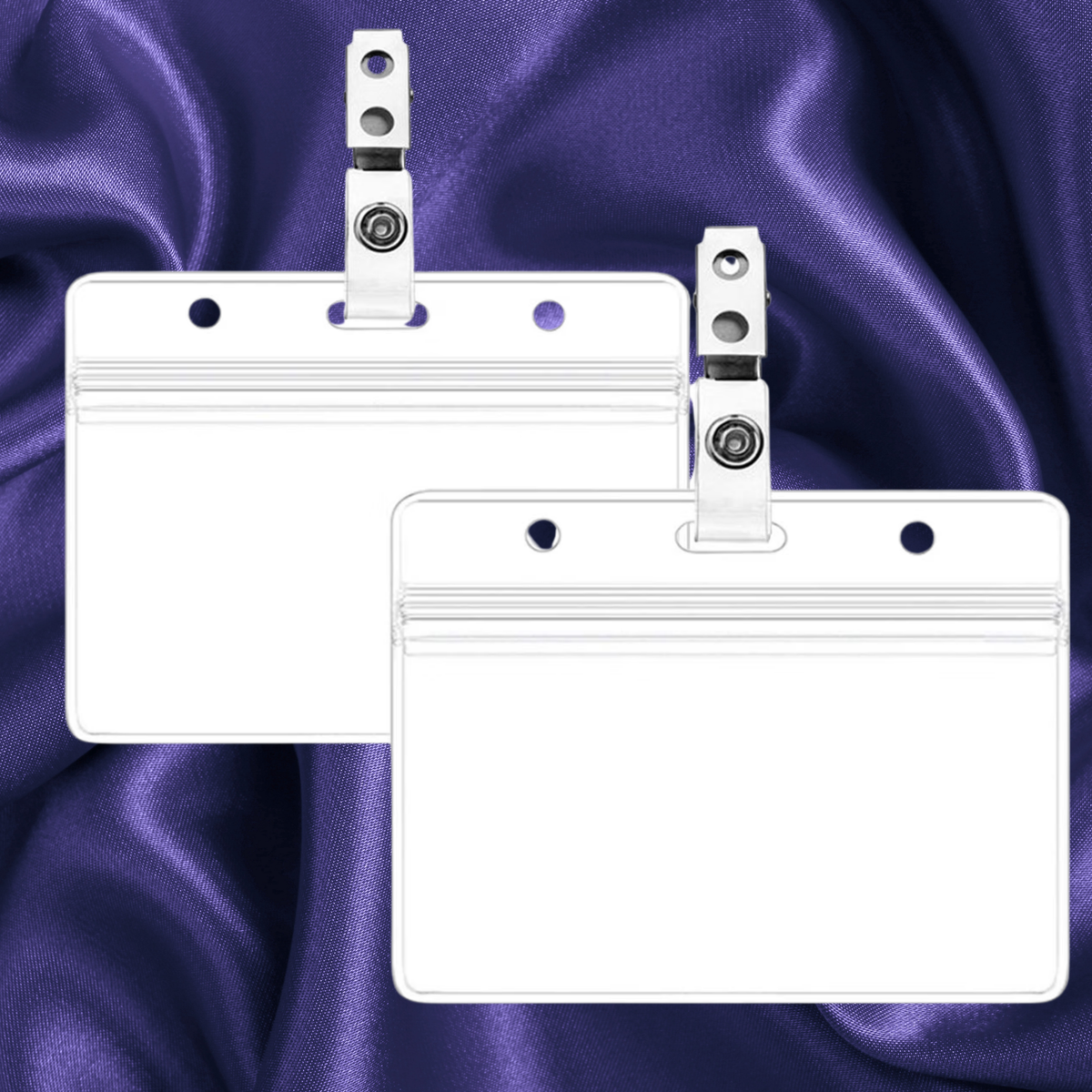 Horizontal ID Badge Holder for ID and Photocards - Clear