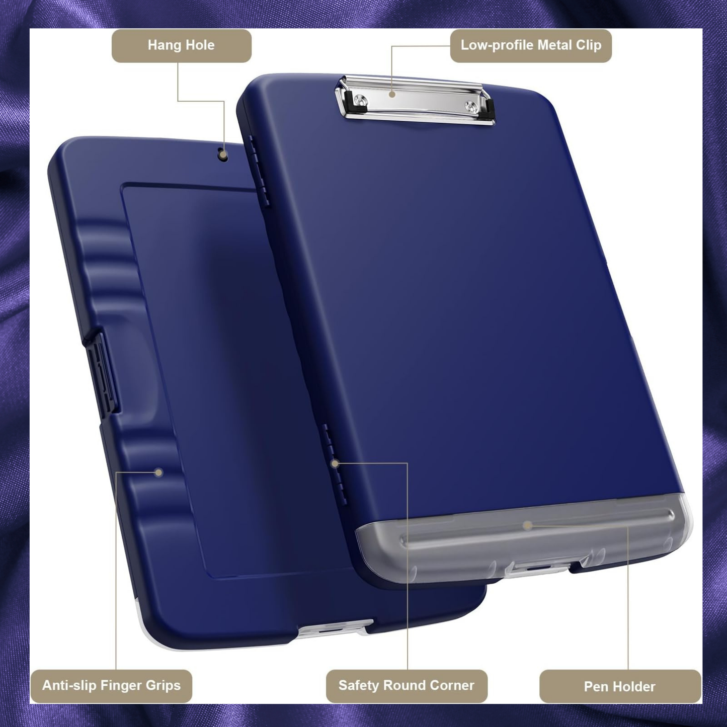 Storage Clipboard Medical Clipboard with Pen Holder DARK PURPLE