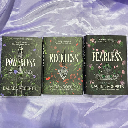 The Powerless Trilogy FULL SET Hardcover by Lauren Roberts (Powerless, Reckless, Fearless)