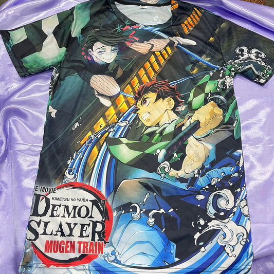 UNISEX DEMON SLAYER TSHIRT (DOUBLE SIDED FRONT AND BACK PRINT) MUGEN TRAIN