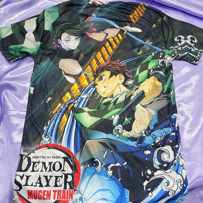 UNISEX DEMON SLAYER TSHIRT (DOUBLE SIDED FRONT AND BACK PRINT) MUGEN TRAIN