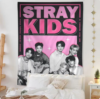 Stray Kids Pink and black Wall Tapestry (Small)