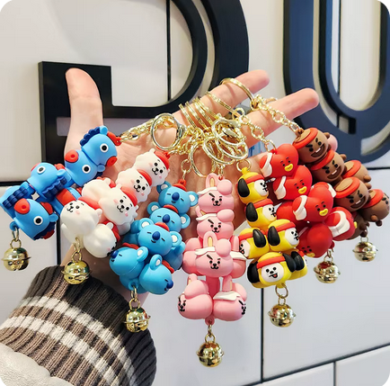 BTS BT21 2pc JINGLE BELL 3D KEYCHAINS