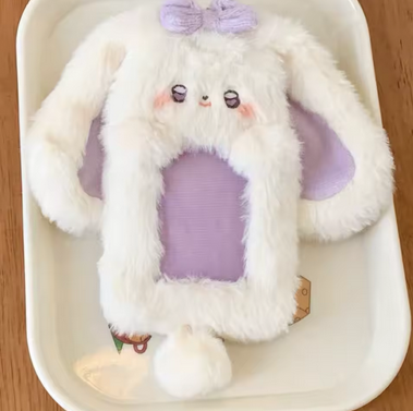 Cute Purple Rabbit Plush Photocard Holder