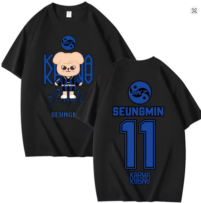 Stray Kids KARMA DOUBLE SIDED TSHIRT Seungmin black