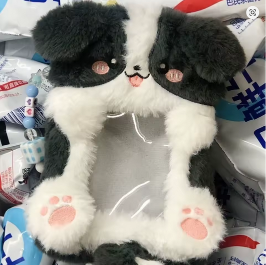 Plush Photocard Holder Grey White dog