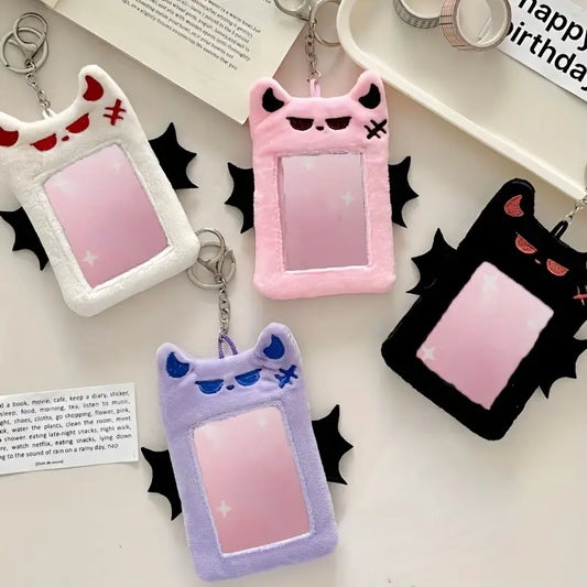 Devil Bat Plush Card Holder Keychain